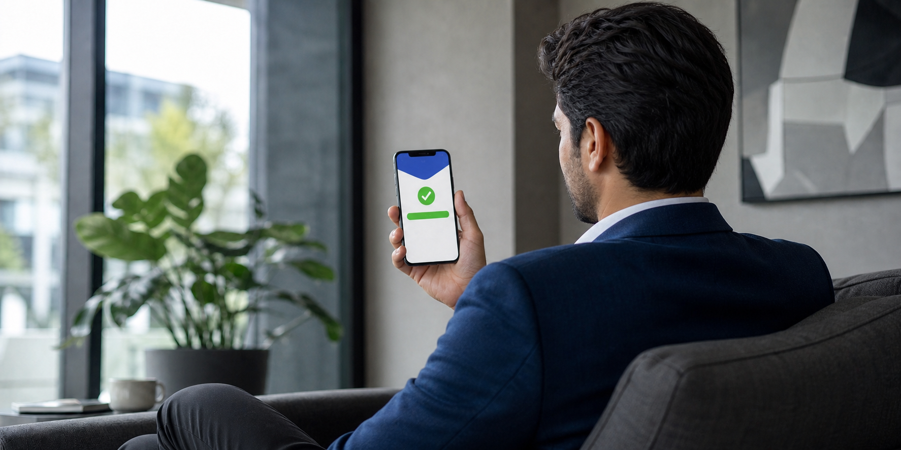 Bank Transfer on Smartphone in Modern Office-1