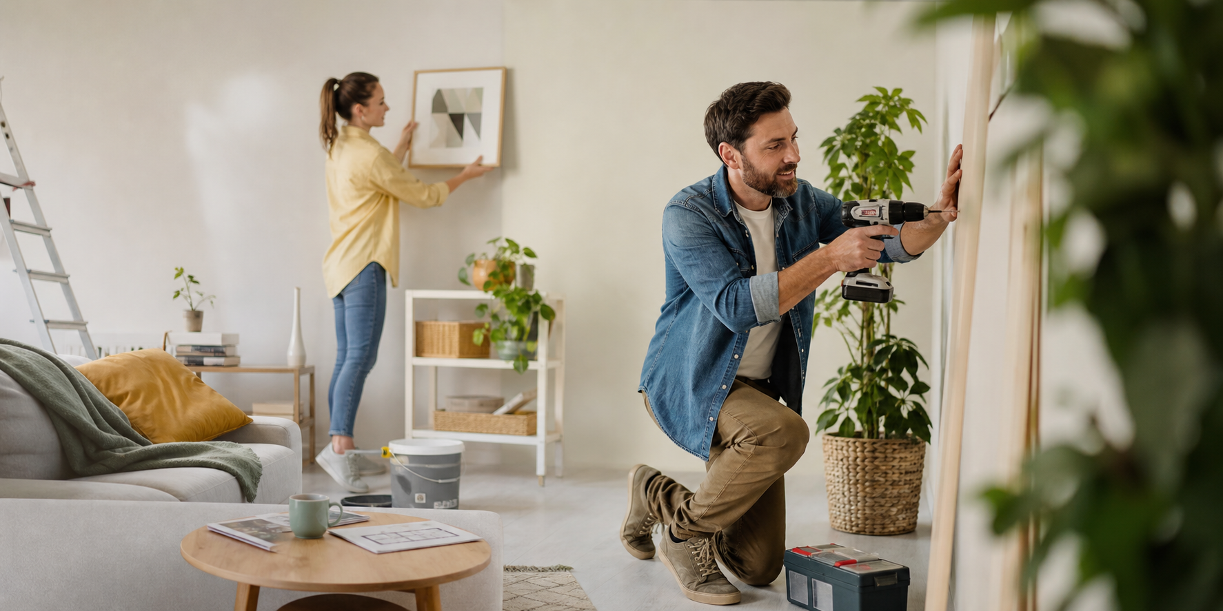 Couple Renovating Modern Home with Enthusiasm and Teamwork