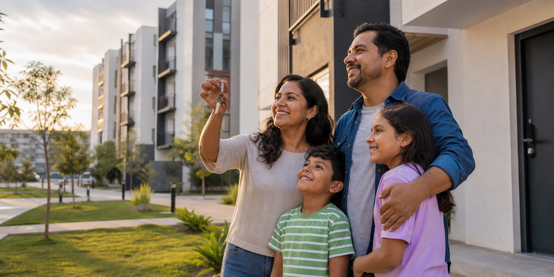 Familia Mexicana Recibiendo Llaves de Primera Casa