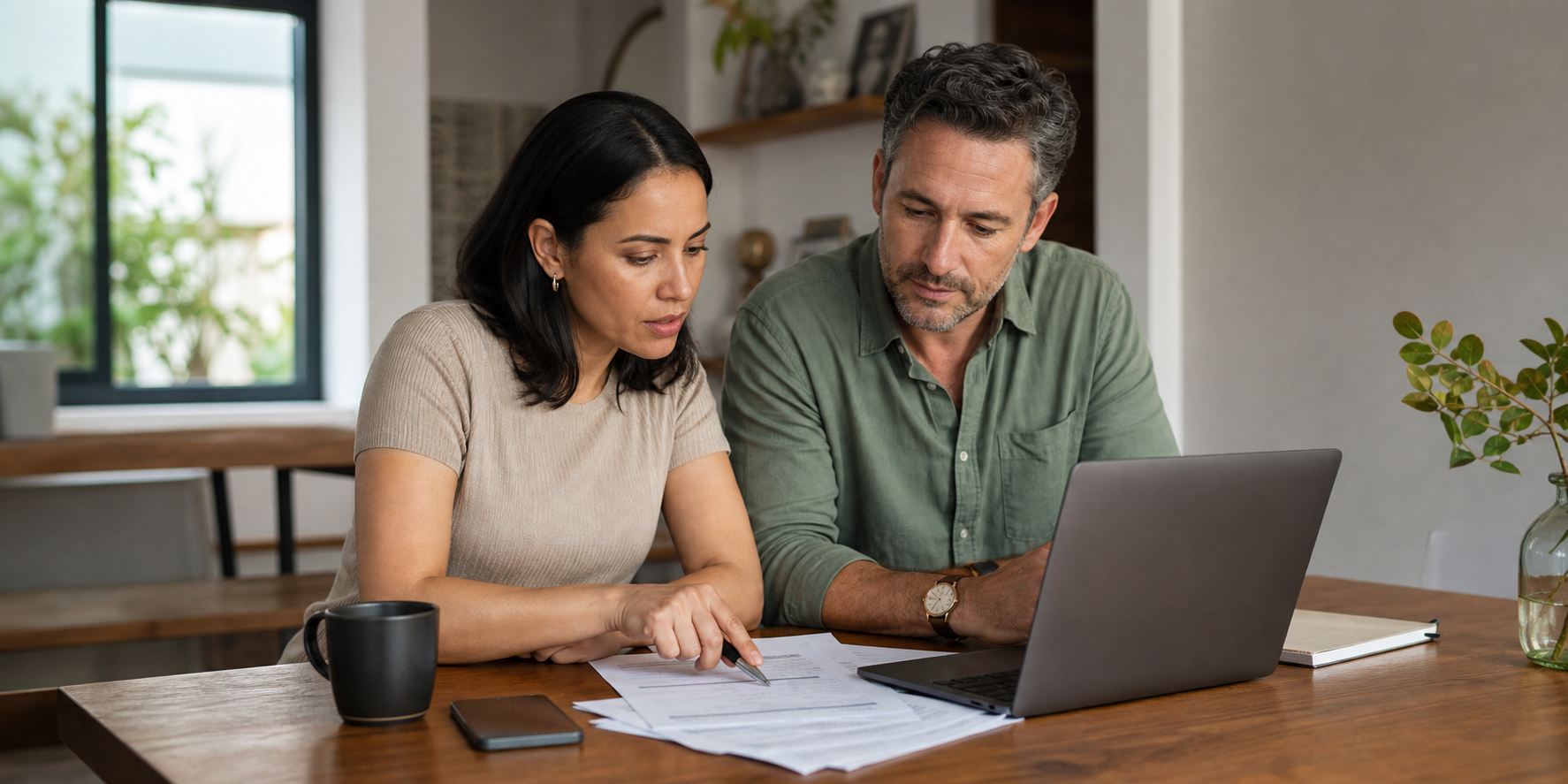 Family Reviewing Budget at Home