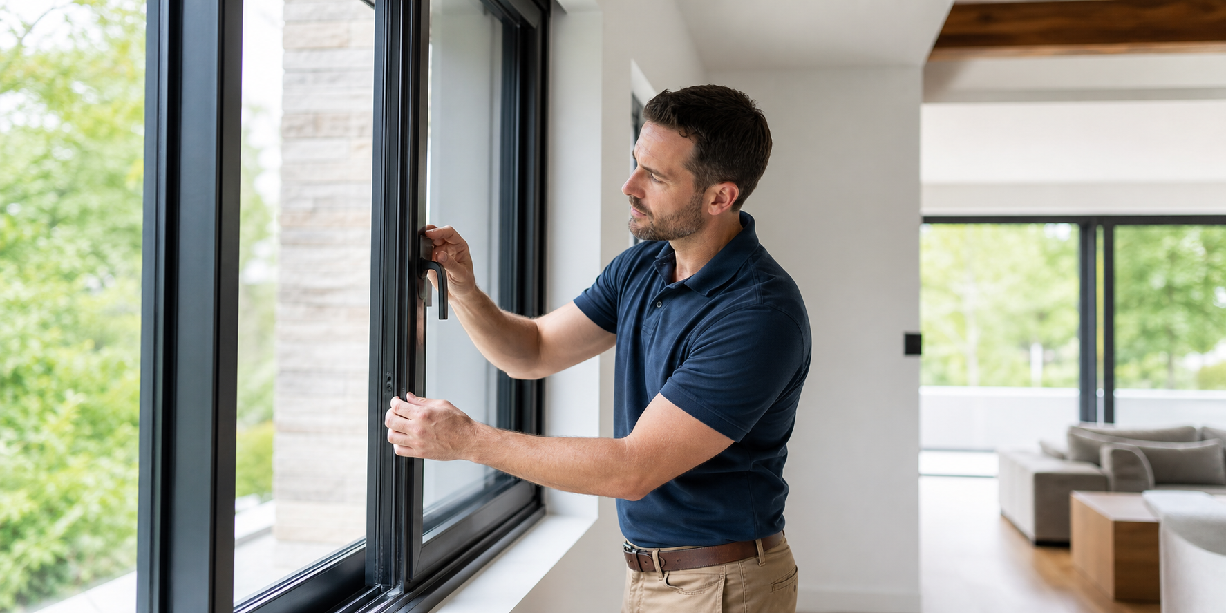 Inspeccin de Vivienda Moderna con Ventanales Grande