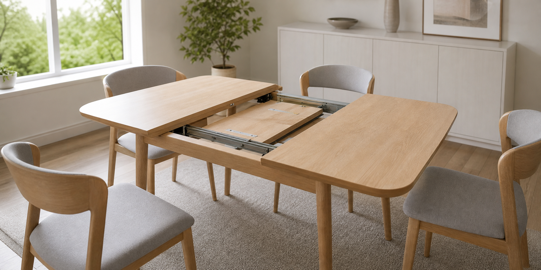 Modern Extendable Dining Table in Small Space