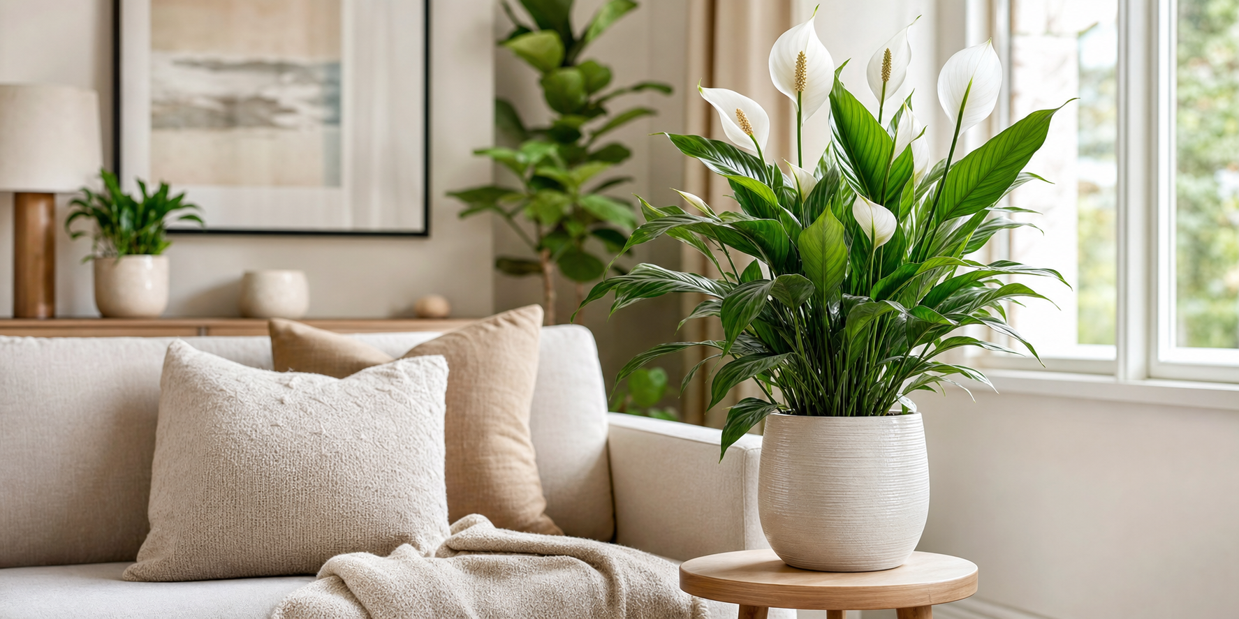Spathiphyllum in Modern Cozy Living Room
