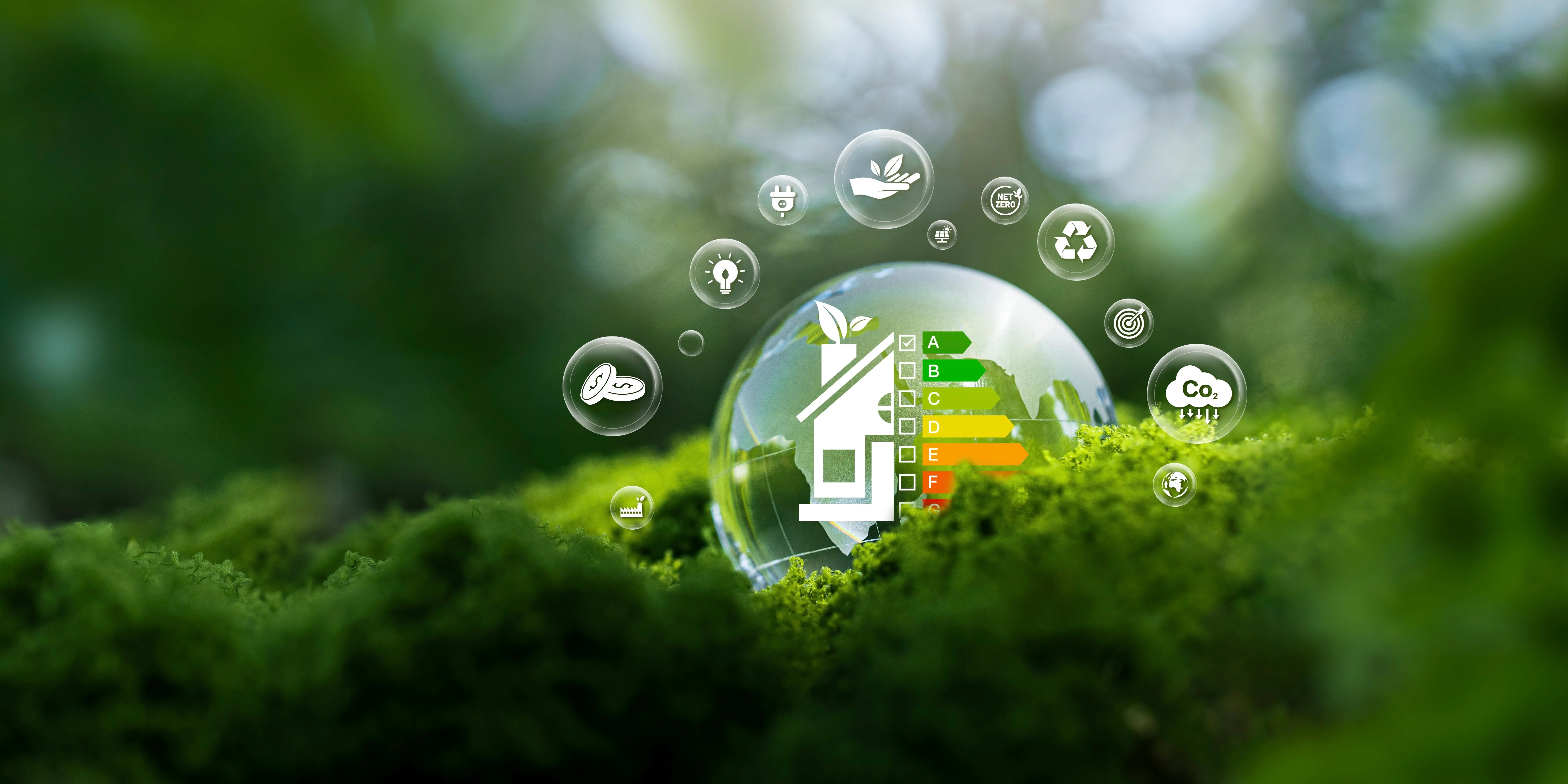 Casa mostrando gráfica de ahorro de energía, agua e impacto ambiental gracias a la certificación EDGE