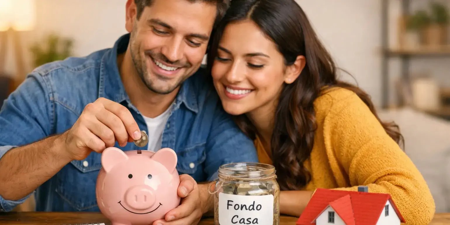 Pareja ahorrando para el enganche de su casa