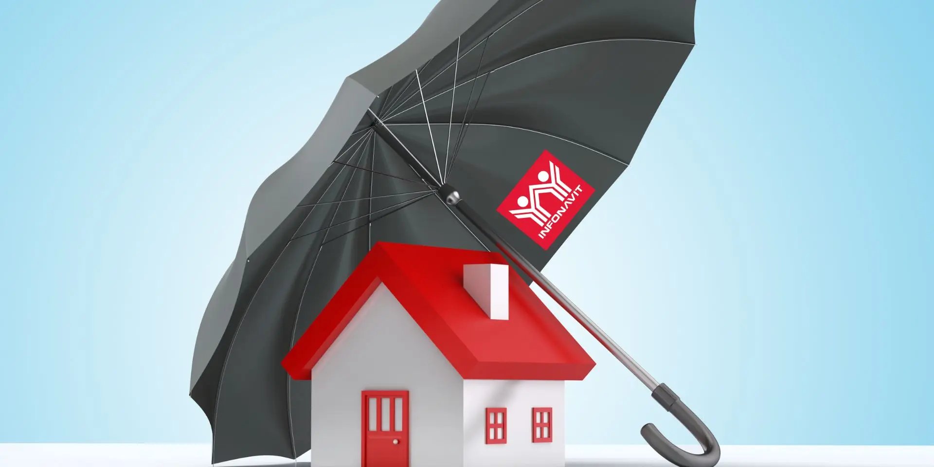 Seguro-Infonavit-casa-bajo-un-paraguas-simboliza-seguridad