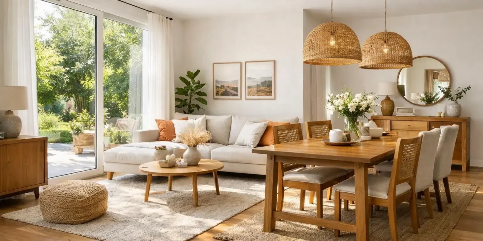 Sala comedor de una casa y con buena luz natural