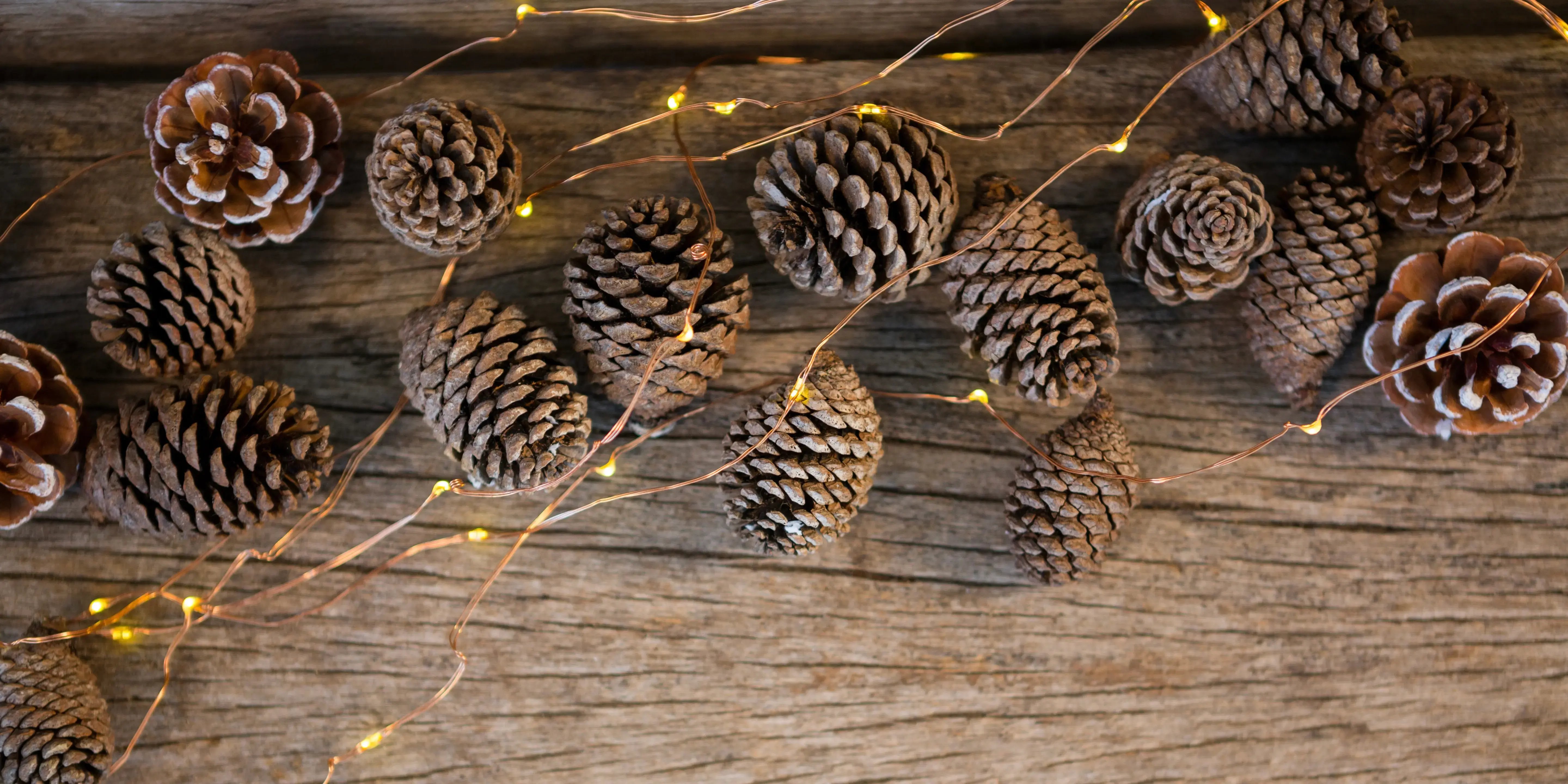 Piñas con luces led. Árbol de Navidad moderno