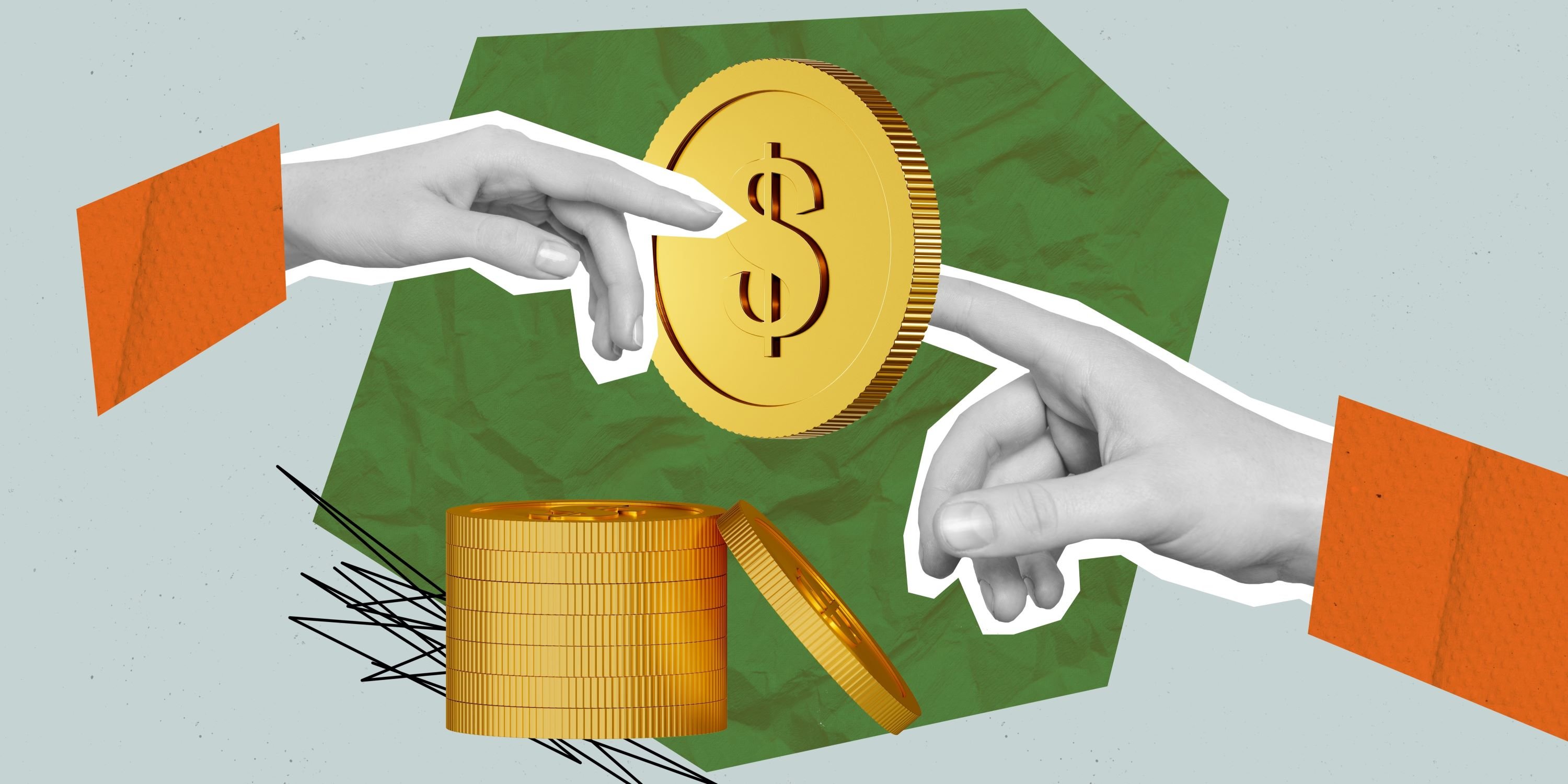 Cambia tu crédito Infonavit VSM a pesos. Imagen de dos manos en blanco y negro apuntando a una moneda.